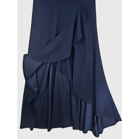 MIUSOL ~Woman Size XL~ Navy Blue Formal Evening Party Maxi Unlined Dress Ruffle. - Picture 11 of 16